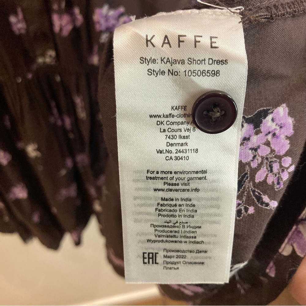 KAFFE Sz 34 Kajava Ruffle Neckline Hem Buttons Ditzy Floral Tunic Dress NEW - Picture 12 of 16